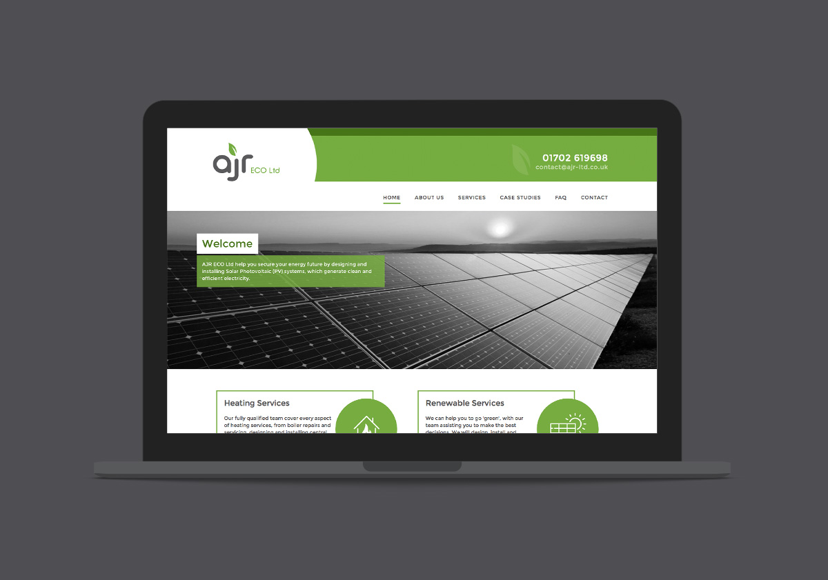 Image of the responsive AJR Eco website we designed and built in WordPress